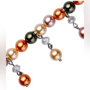 Multi color Shell Pearl Bracelet 8-11 inches in Silvertone